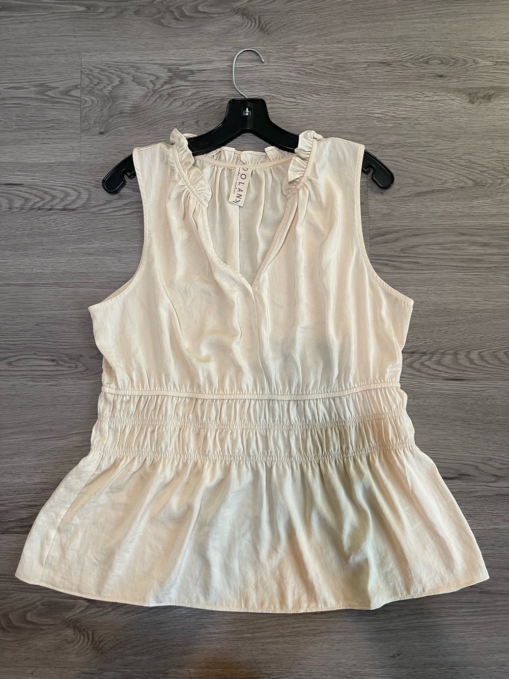 dolan Cream Sleeveless Ruffle Peplum Blouse